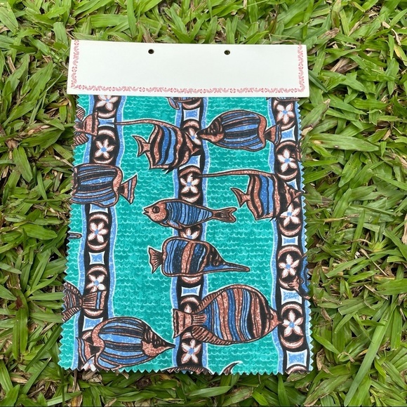 Vintage Reyn Spooner Poisson Cru Hawaiian 2 Fabric Swatch Sample Craft Sewing - Picture 7 of 8